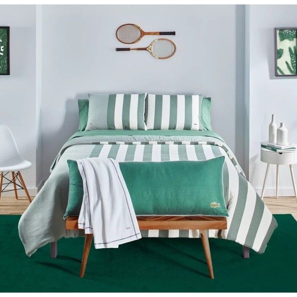 Lacoste Home Kenwyn 2 Piece Cabana TWIN Comforter Set Green/White